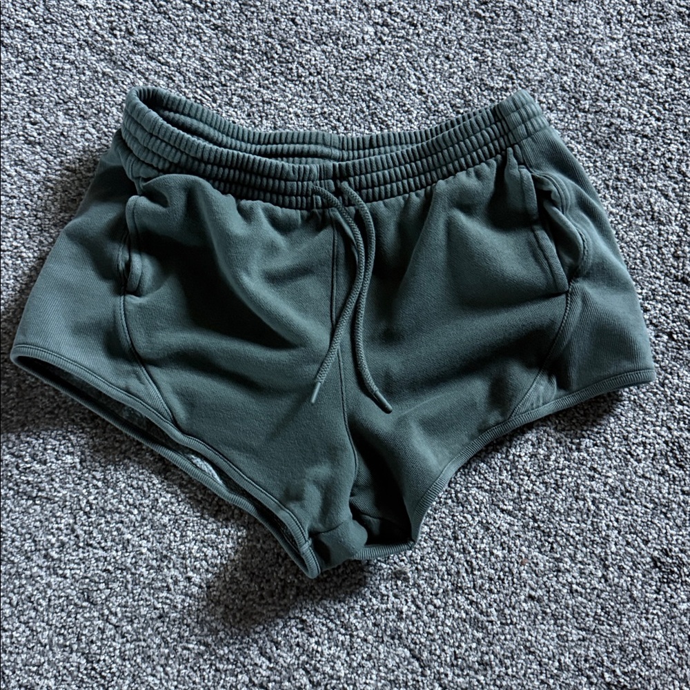 Excellent PINK Victoria's Secret Olive Fleece Shorts - Med